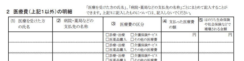 医療費通知以外の書き方