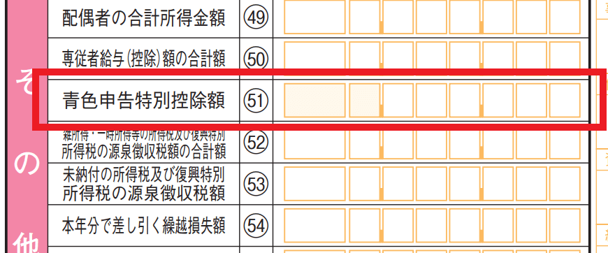 青色申告特別控除額